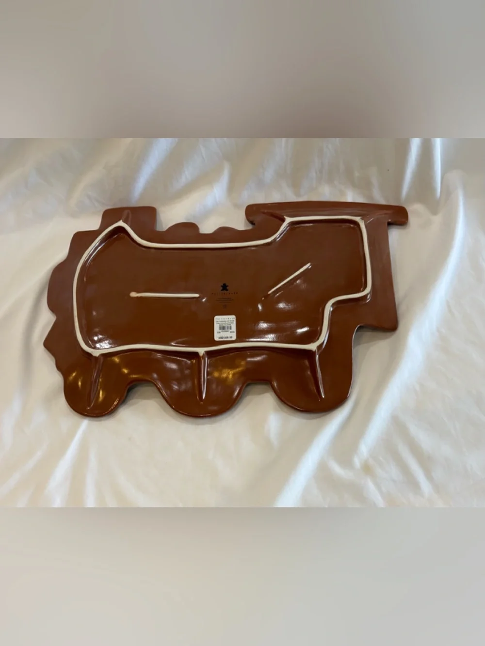 POTTERY BARN LARGE GINGERBREAD TRAIN STONEWARE SERVING PLATTER NEW